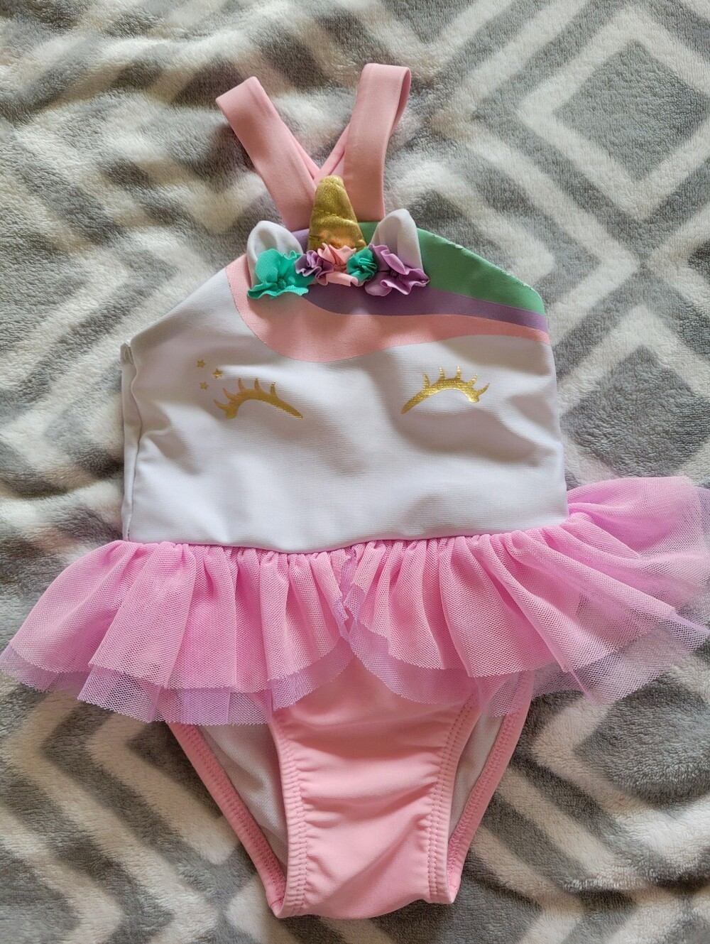 Baby girls size 9 months unicorn swimsuit
